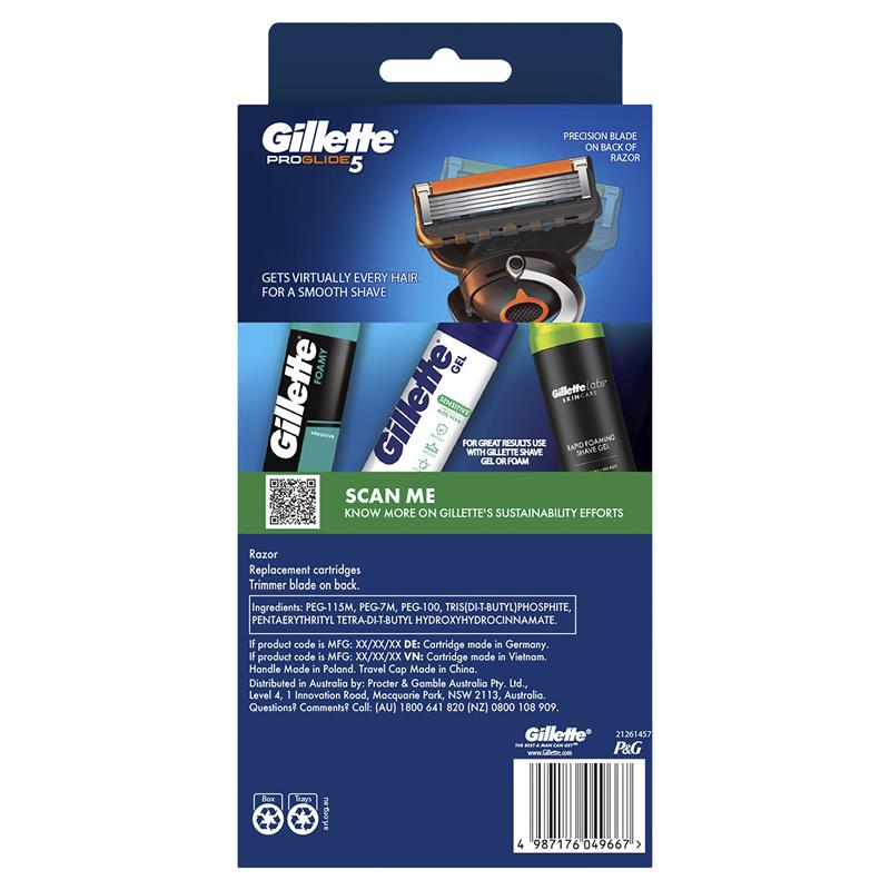 Gillette Fusion5 ProGlide Razor Starter Kit with 4 Blade Refills