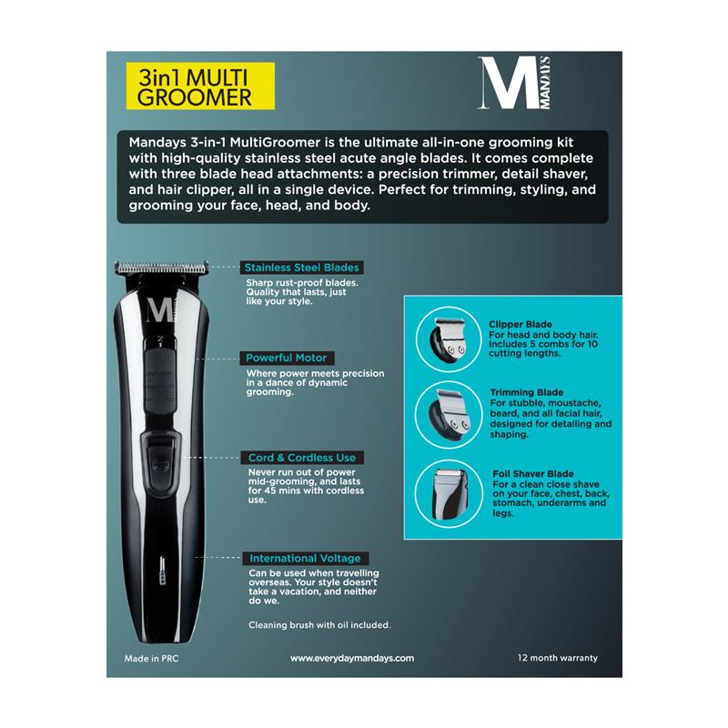 Mandays 3 in 1 Multi Groomer