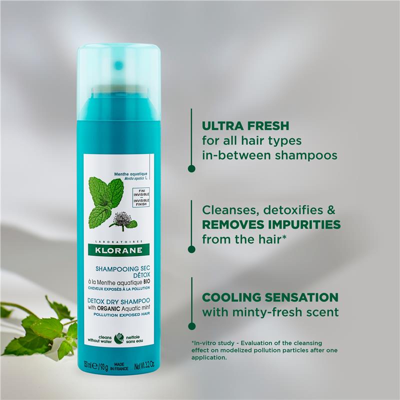 Klorane Aquatic Mint Detox Dry Shampoo 150ml