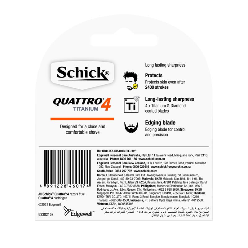 Schick Quattro Titanium Razor Blade Refills 4 Pack