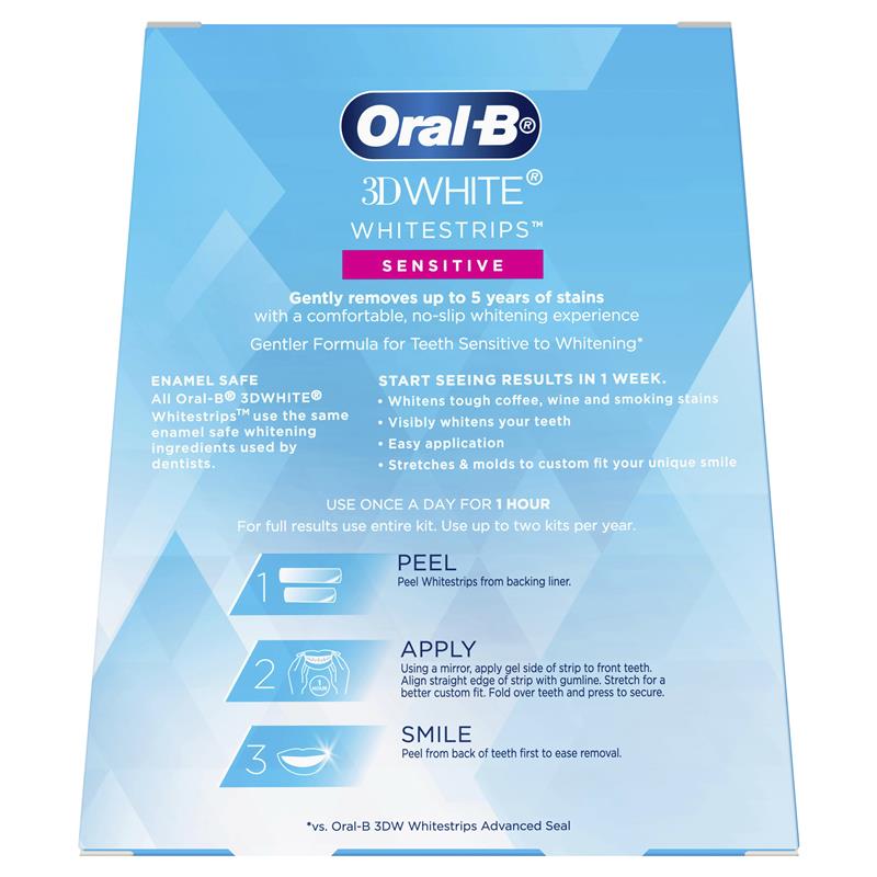Oral-B 3D White Whitening Strips Sensitive 14 Pack
