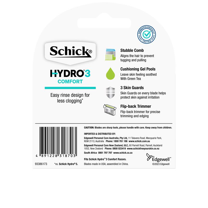 Schick Hydro 3 Razor Blade Refills 4 Pack