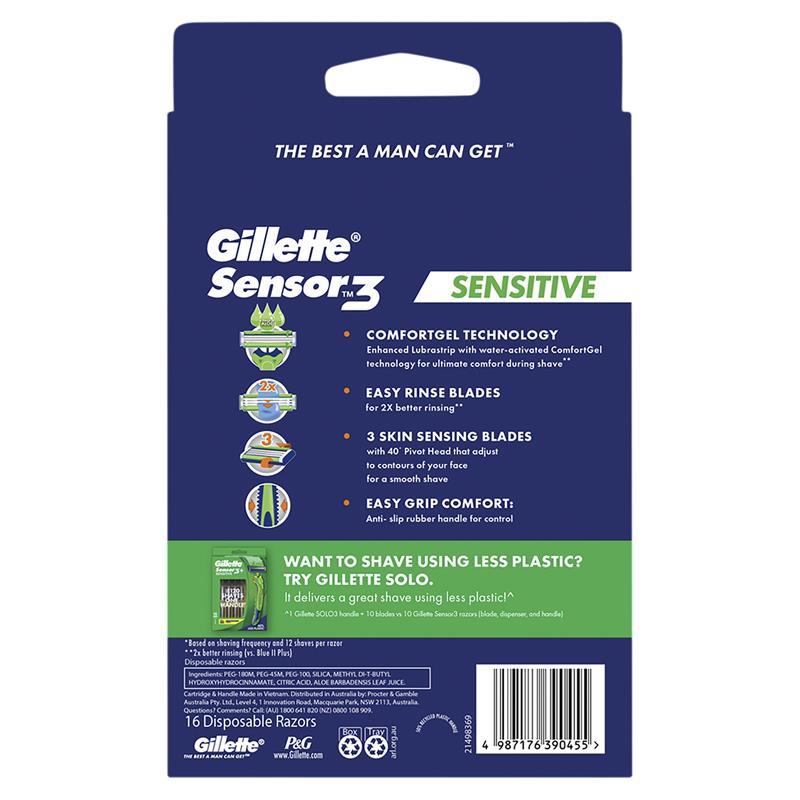 Gillette Sensor3 Sensitive Disposable Razors 16 Pack
