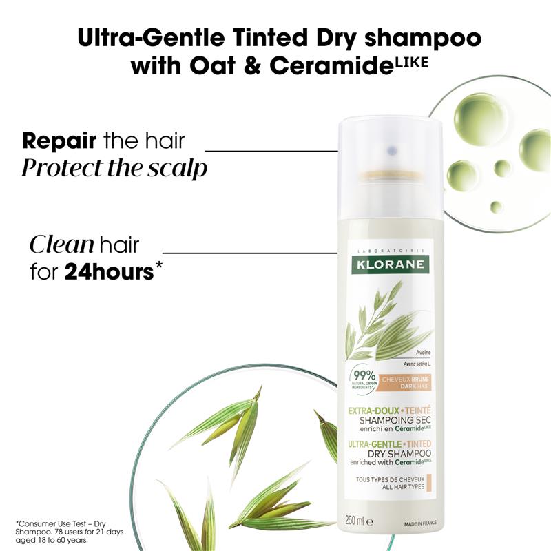 Klorane Oat & Ceramide Dry Shampoo Dark Hair 250ml