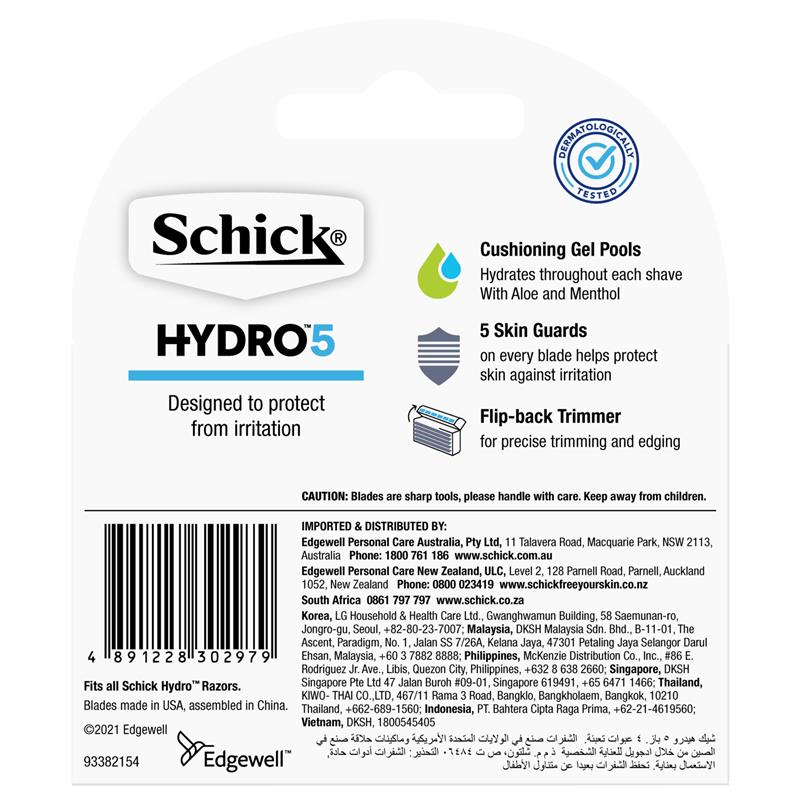 Schick Hydro 5 Razor Blade Refills 4 Pack