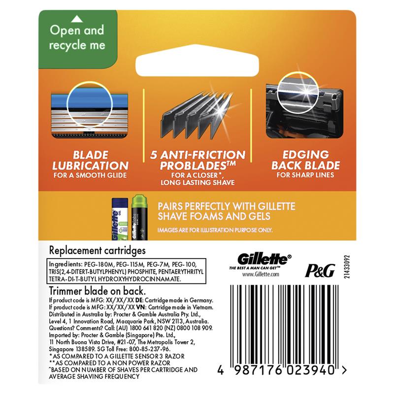 Gillette Fusion5 Power Razor Blade Refills 4 Pack