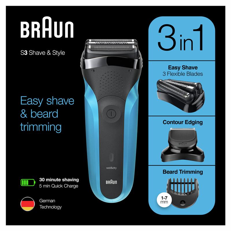 Braun Series 3 Electric Shaver and Precision Beard Trimmer 310BT
