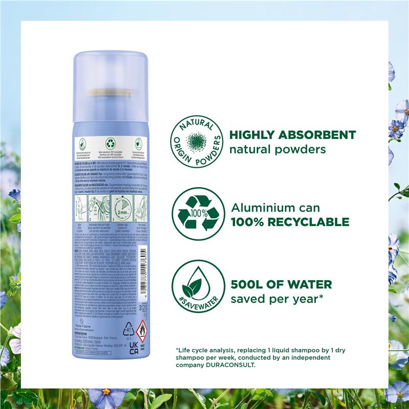 Klorane Organic Flax XL Volume Dry Shampoo 150ml