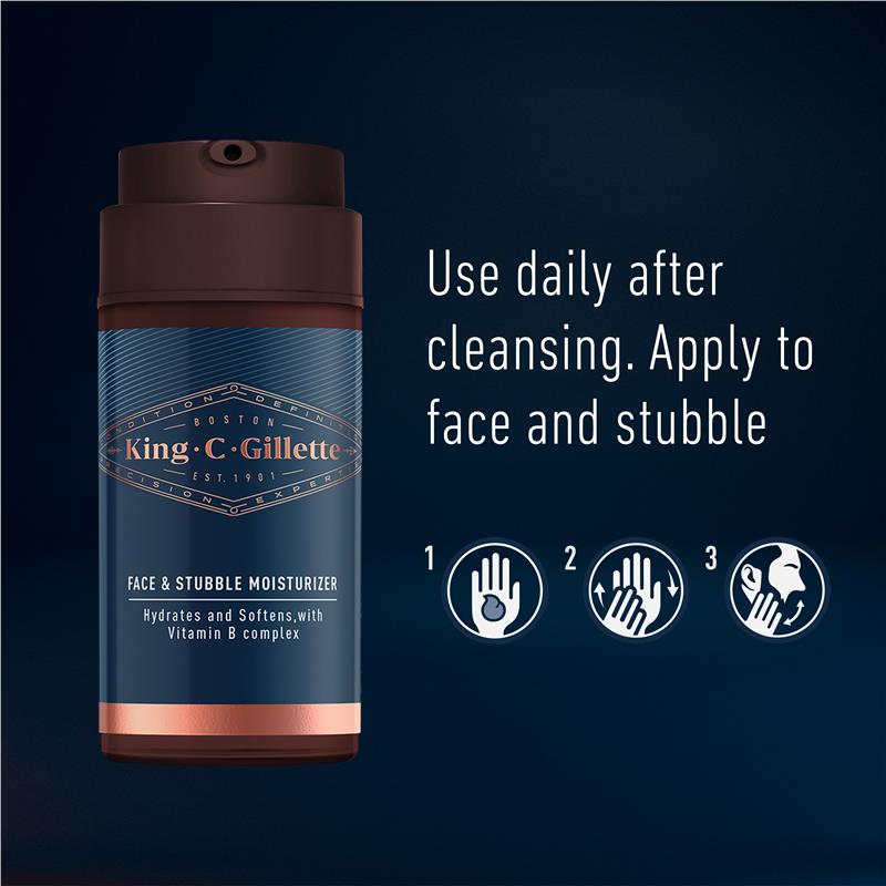 King C. Gillette Face and Stubble Moisturiser 100ml