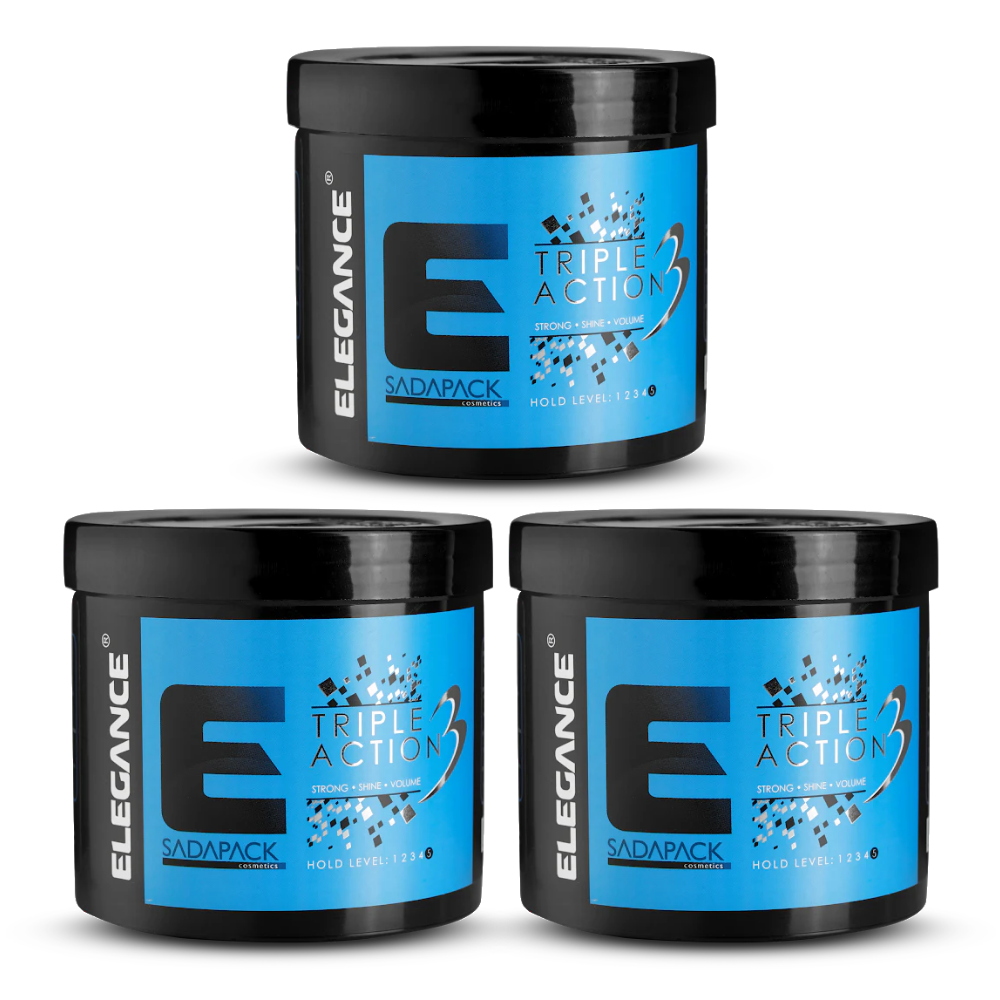 3x Elegance Triple Action Hair Gel – 1000ml Blue