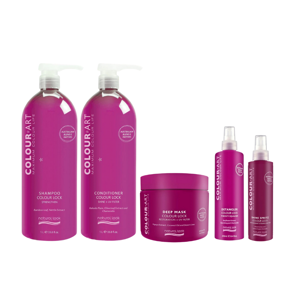 Natural Look COLOUR ART Shampoo&Conditioner 1L&Deep Mask&Detangler&Shine Spritz&Ends Therapy