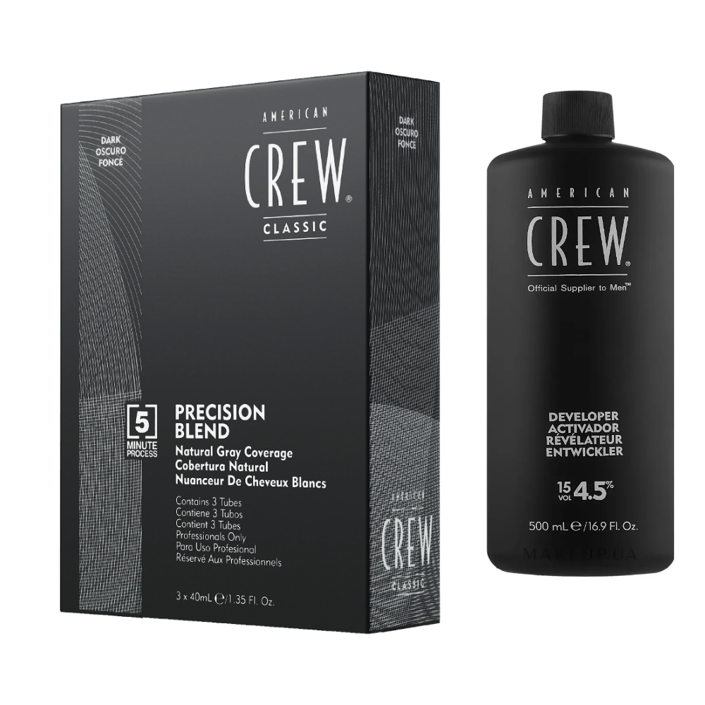 American Crew Precision Blend Dark Hair Color 2-3 - 3x40ml with Developer 15VOL - Bundle