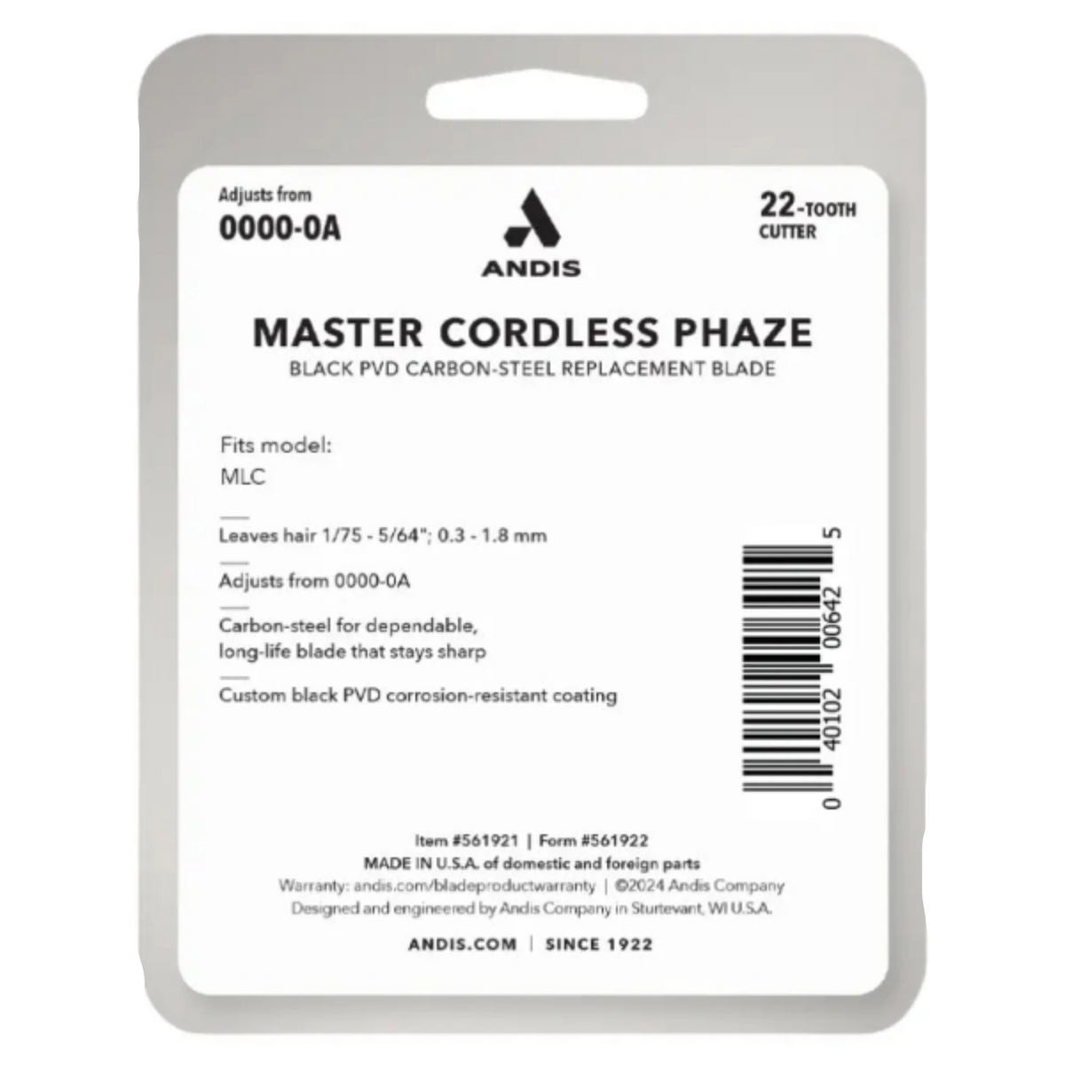 Andis Black Label Master Cordless Clipper Replacement Phaze Blade #561921