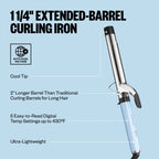 BaBylissPRO Limited Edition Iced Blue Nano Titanium Extended-Barrel Curling Iron #BNTW125XLLB
