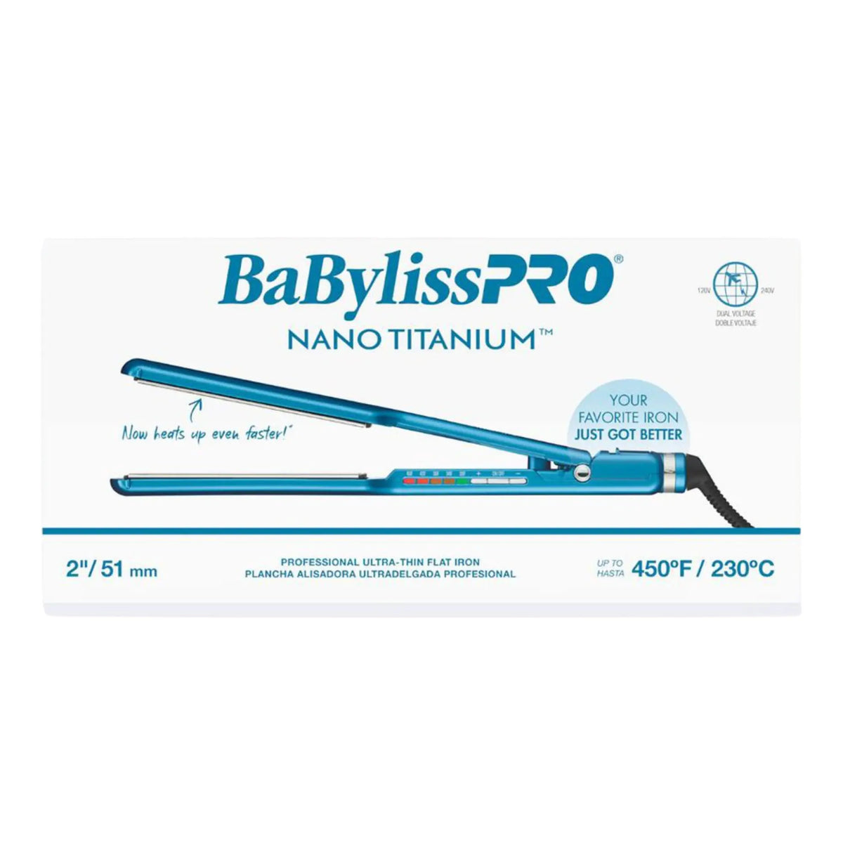 BaBylissPRO Nano Titanium Ultra-Thin 2" Straightening Iron #BNT4074TUC