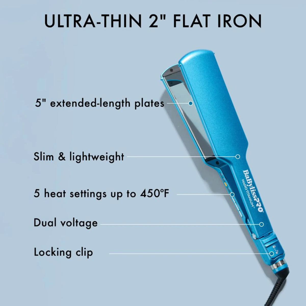 BaBylissPRO Nano Titanium Ultra-Thin 2" Straightening Iron #BNT4074TUC
