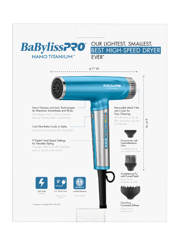BaBylissPRO Nano Titanium High-Speed Hair Dryer Assorted Colors