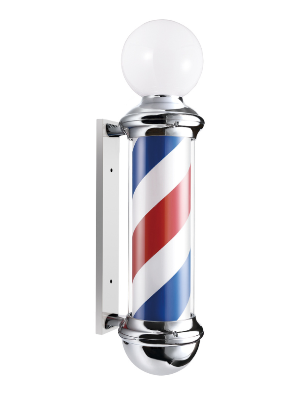 Barber Signature Barber Pole with Top Lightbulb