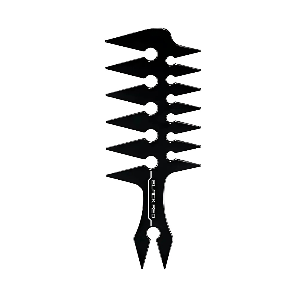 Black Red Double Side Wide Tooth Texture Comb