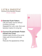 Cricket Ultra Smooth Pink Coconut Pick Comb #5515156
