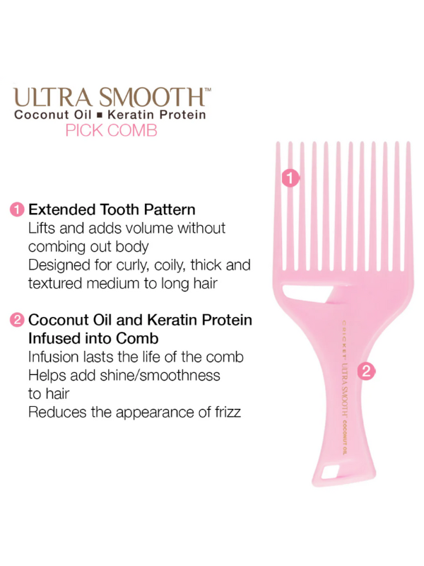 Cricket Ultra Smooth Pink Coconut Pick Comb #5515156