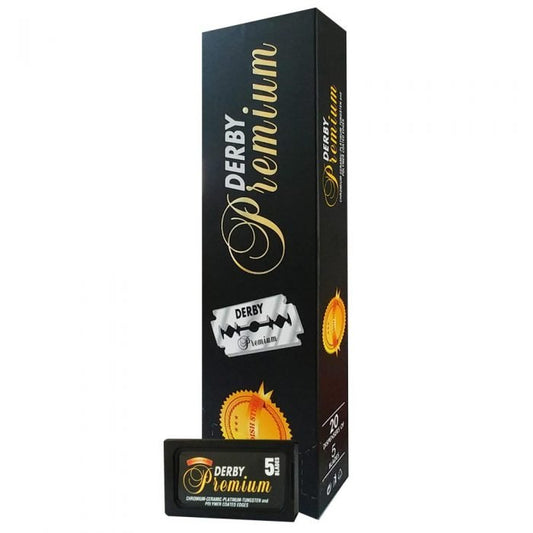 100 razor Blades Derby Premium Black Swedish Steel