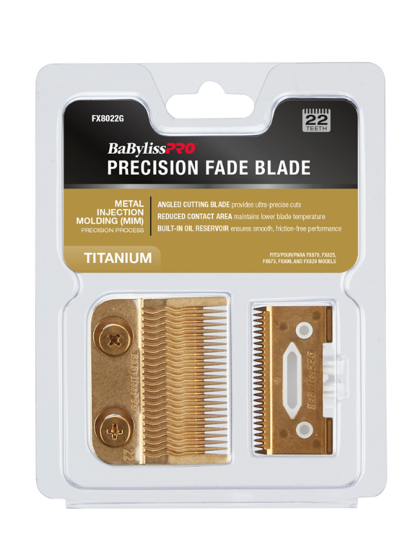 BaBylissPRO Gold Titanium MIM Precision Fade Clipper Blade #FX8022G