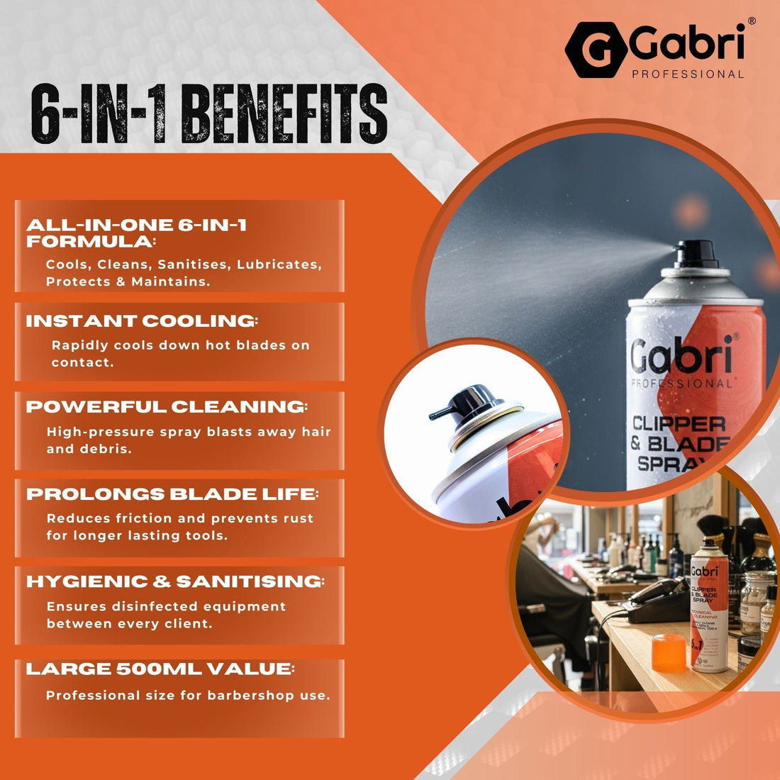 Gabri Professional - 6-in-1 Clipper & Blade Spray 500ml