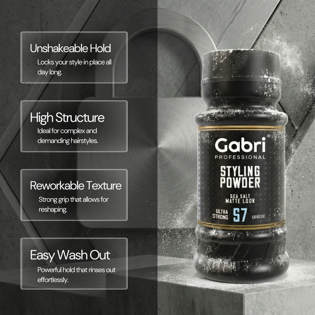 Gabri Professional - Hair Styling Powder Sea Salt Matte Look S7 Ultra Strong 21g
