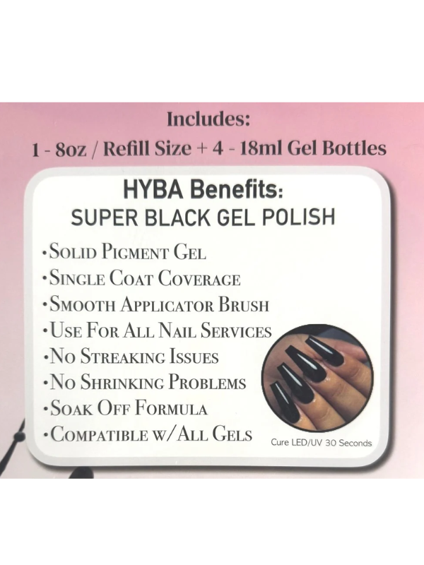 HyBa Beauty Hybrid Super Black Gel Polish Refill Kit