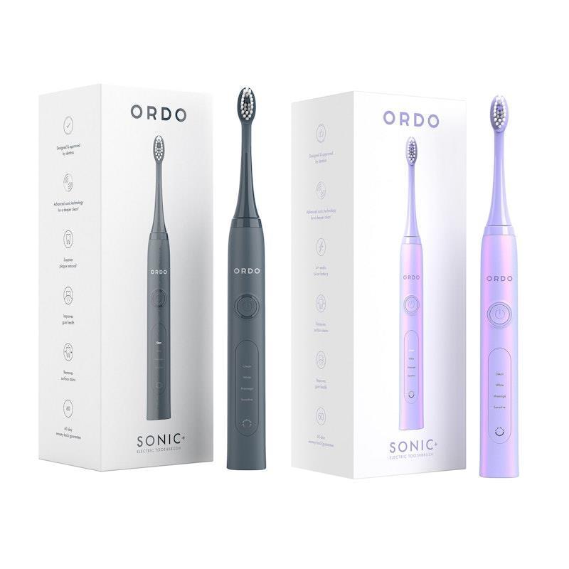 ORDO Sonic+ Toothbrush Duo Bundle Charcoal Grey and Pearl Violet