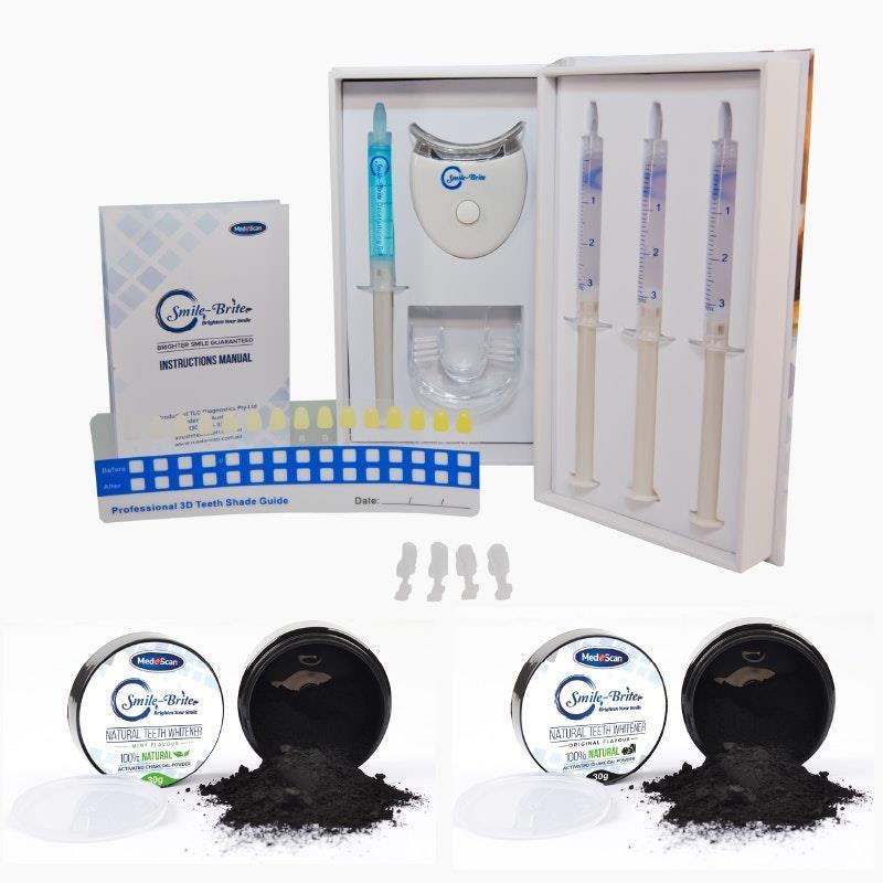 MedeScan Smile-Bright Teeth Whitening System with Charcoal Powder Bundle
