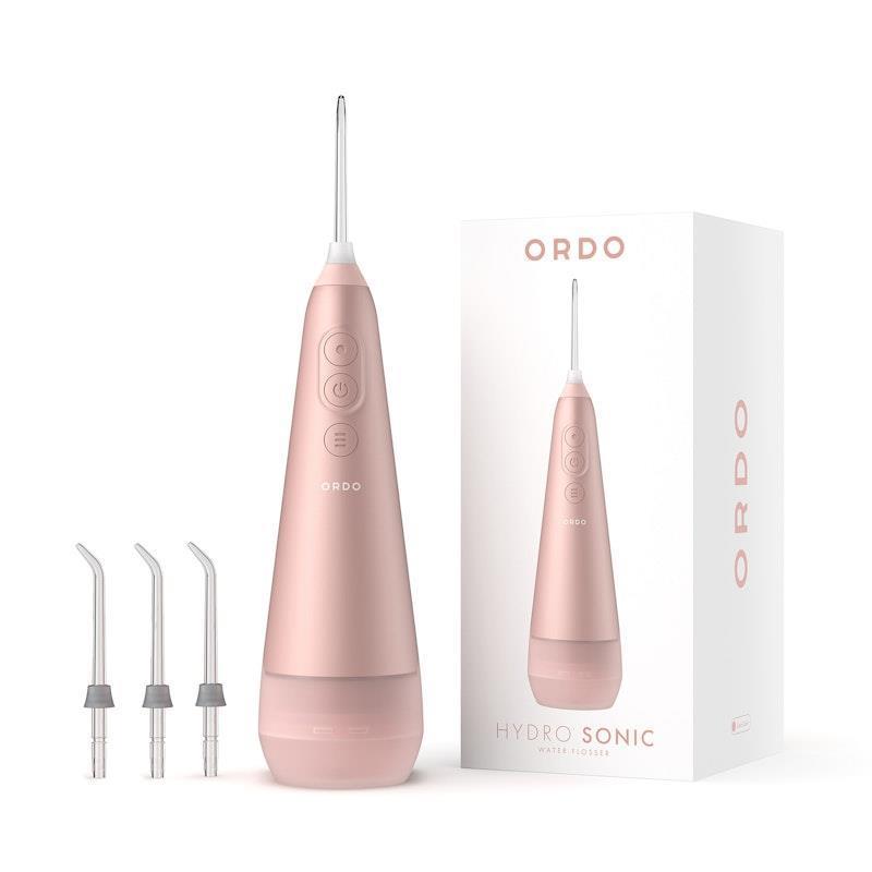 ORDO Hydro Sonic Water Flosser and 3 Floss Tips Bundle Rose Gold
