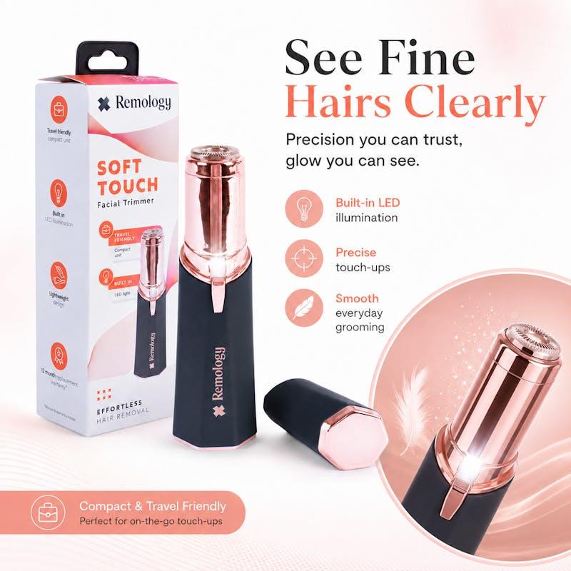 Remology Soft Touch Facial Hair Remover with LED Light