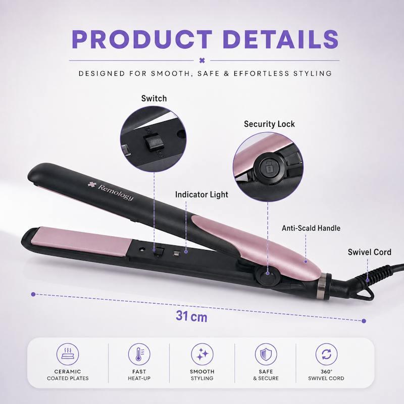 Remology Super Smooth Ceramic Hair Straightener 25mm