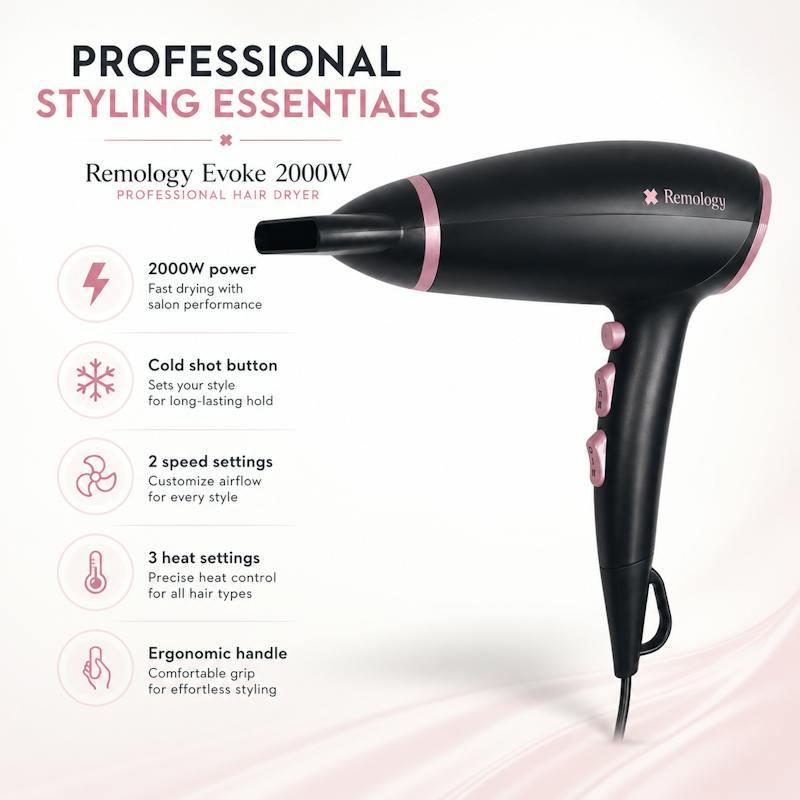 Remology Evoke Professional Ionic Hair Dryer with Cool Shot