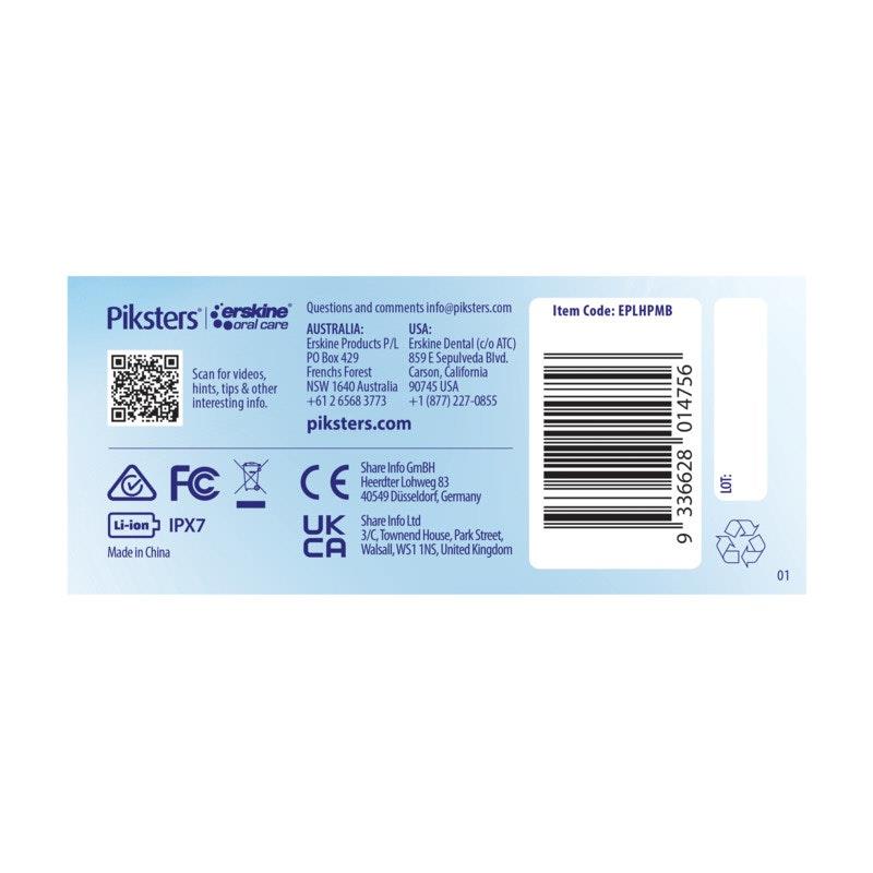 Piksters HydroPik Mini Water Flosser Black