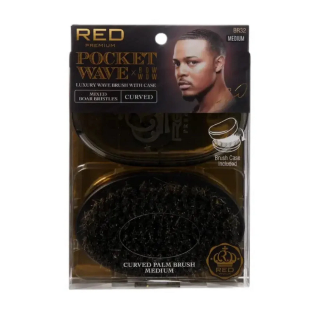 RED Premium Soft Pocket Wave Palm Brush with Case #BR32
