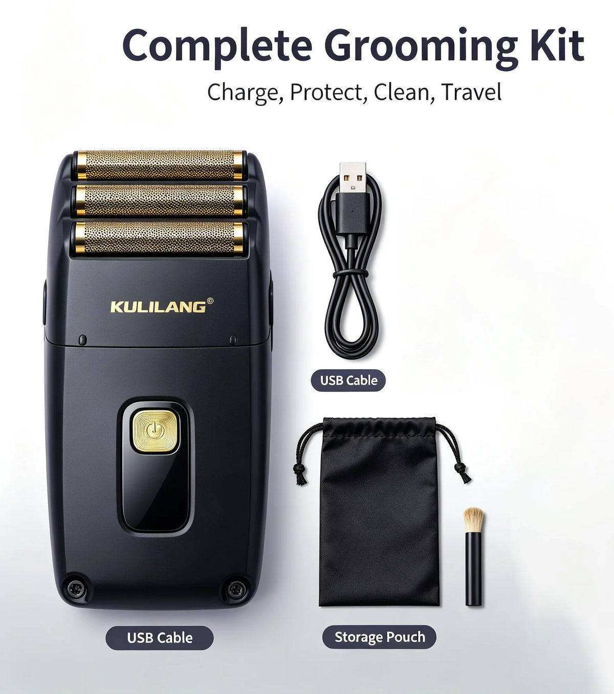 Kulilang R11 Triple Head Foil Shaver, USB Rechargeable