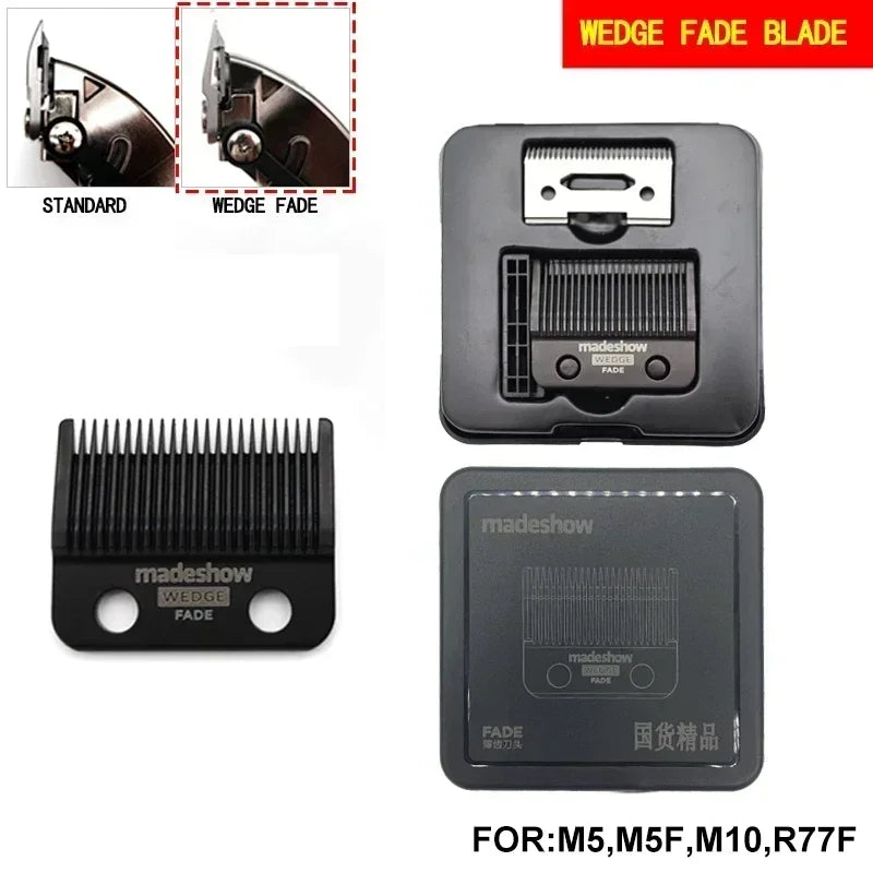 Madeshow Replacement Clipper Blades for M5, M5F and M10, Wedge Fade Blade Options
