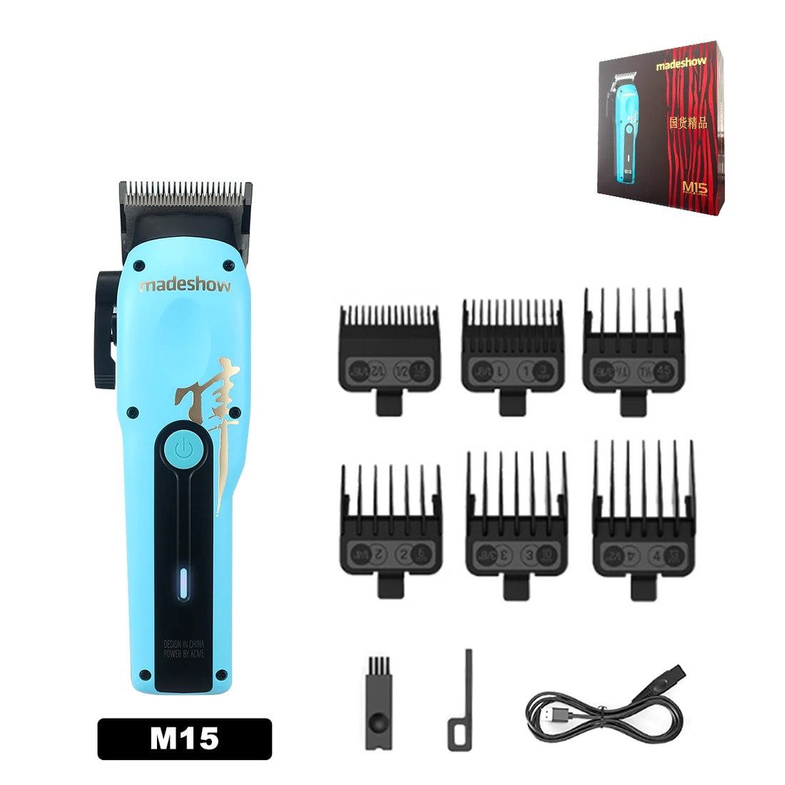 Madeshow M15 Professional Hair Clipper, DLC Blade 6800 RPM Low Noise