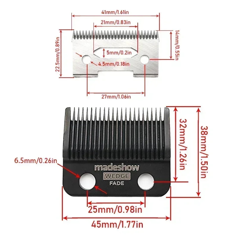 Madeshow Replacement Clipper Blades for M5, M5F and M10, Wedge Fade Blade Options