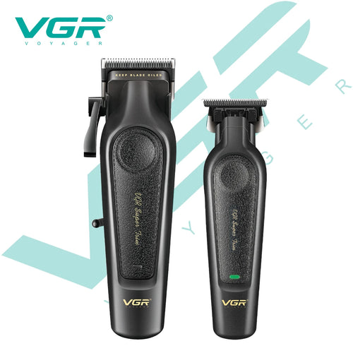 VGR V-197 and V-995 Premium Clipper and Trimmer Set, Metal Leather Finish