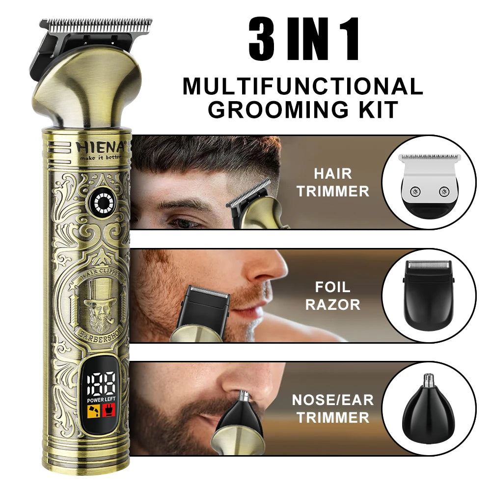 Hiena HYN-T18 6 in 1 Cordless Hair Clipper and Grooming Kit with LED Display