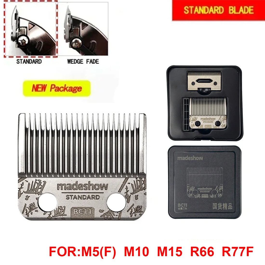 Madeshow Replacement Clipper Blades for M5, M5F and M10, Wedge Fade Blade Options