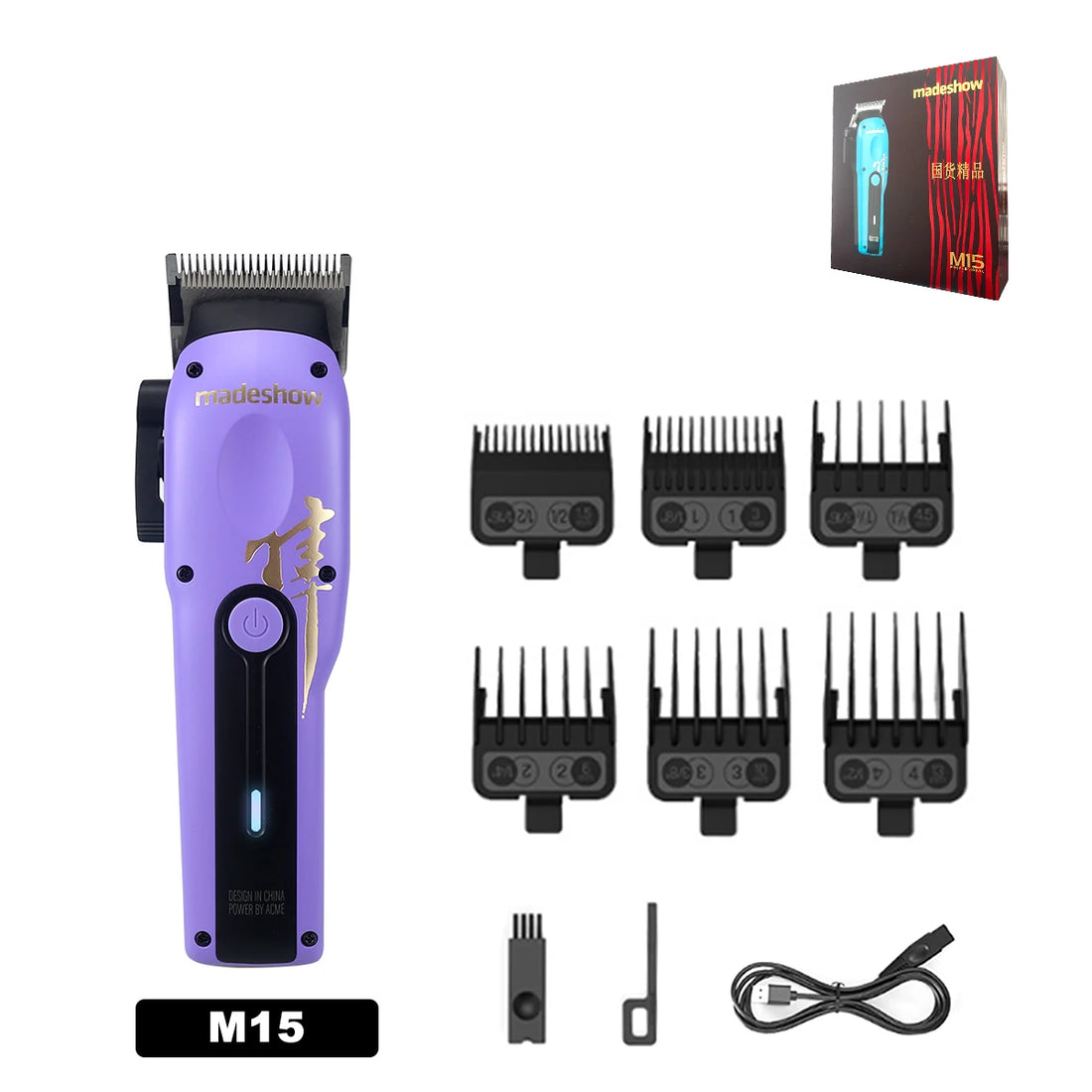 Madeshow M15 Professional Hair Clipper, DLC Blade 6800 RPM Low Noise