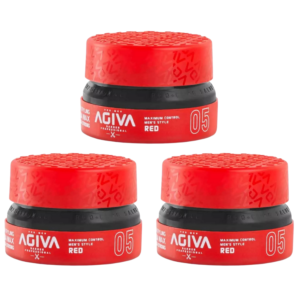 3x Agiva Styling Aqua Wax 05 Mega Strong 155ml - Red