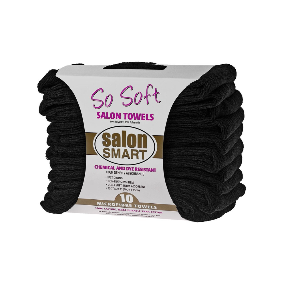 Salon Smart So Soft Microfibre Salon Towels - Black, 10pk