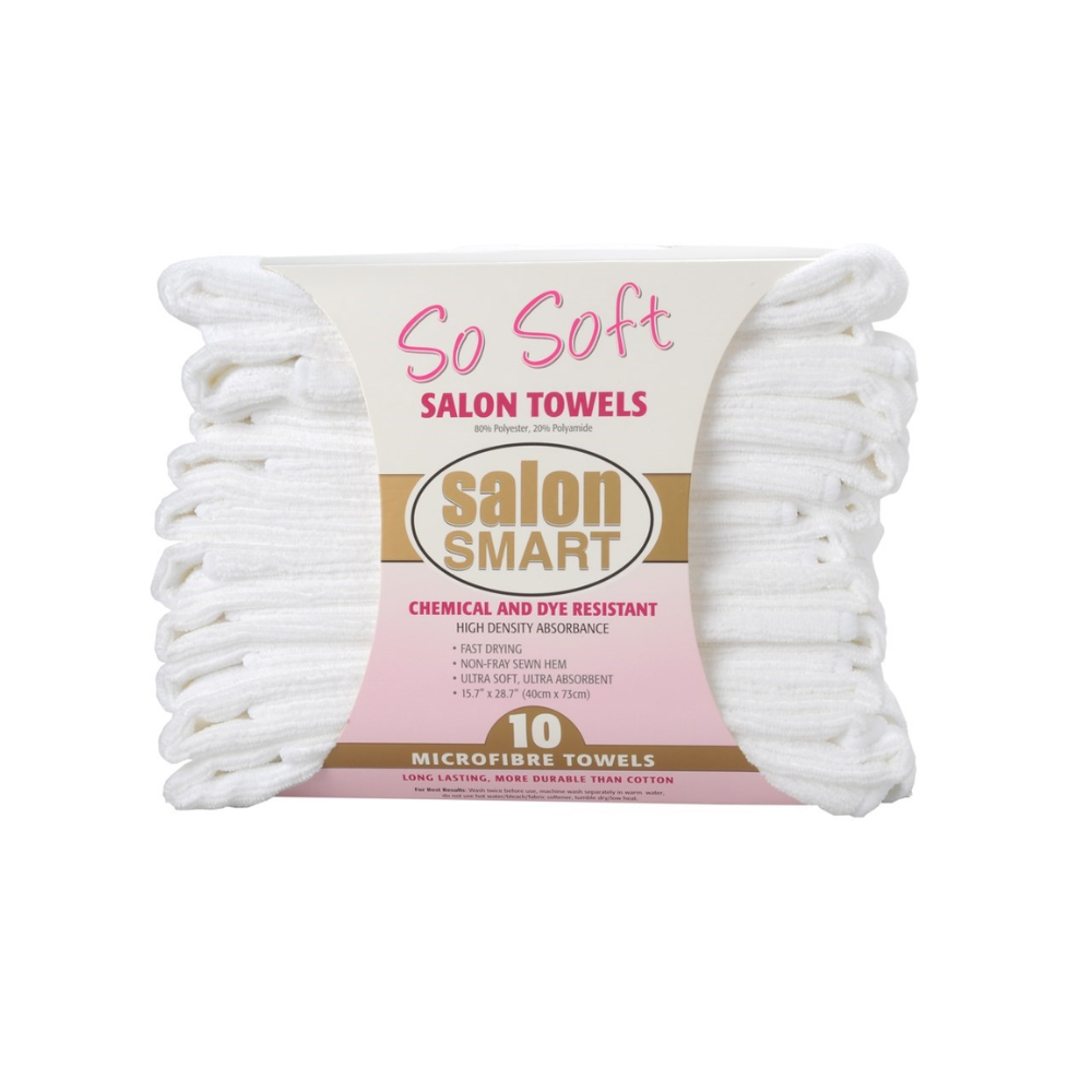Salon Smart So Soft Microfibre Salon Towels - White, 10pk