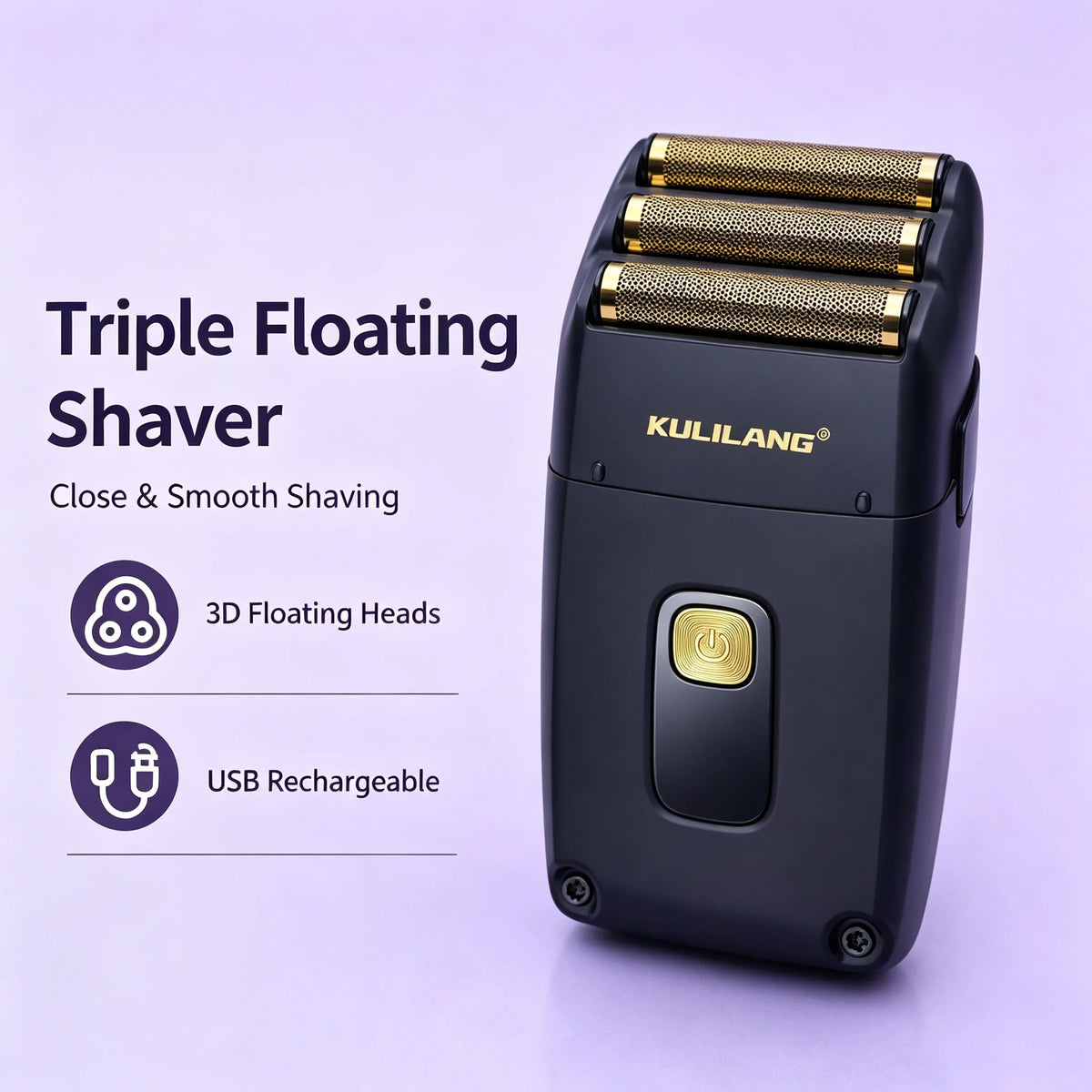 Kulilang R11 Triple Head Foil Shaver, USB Rechargeable
